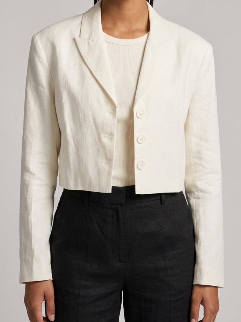 Lioness Ivory Off White Linen Blend Cropped Blazer Size Medium New with Tags!